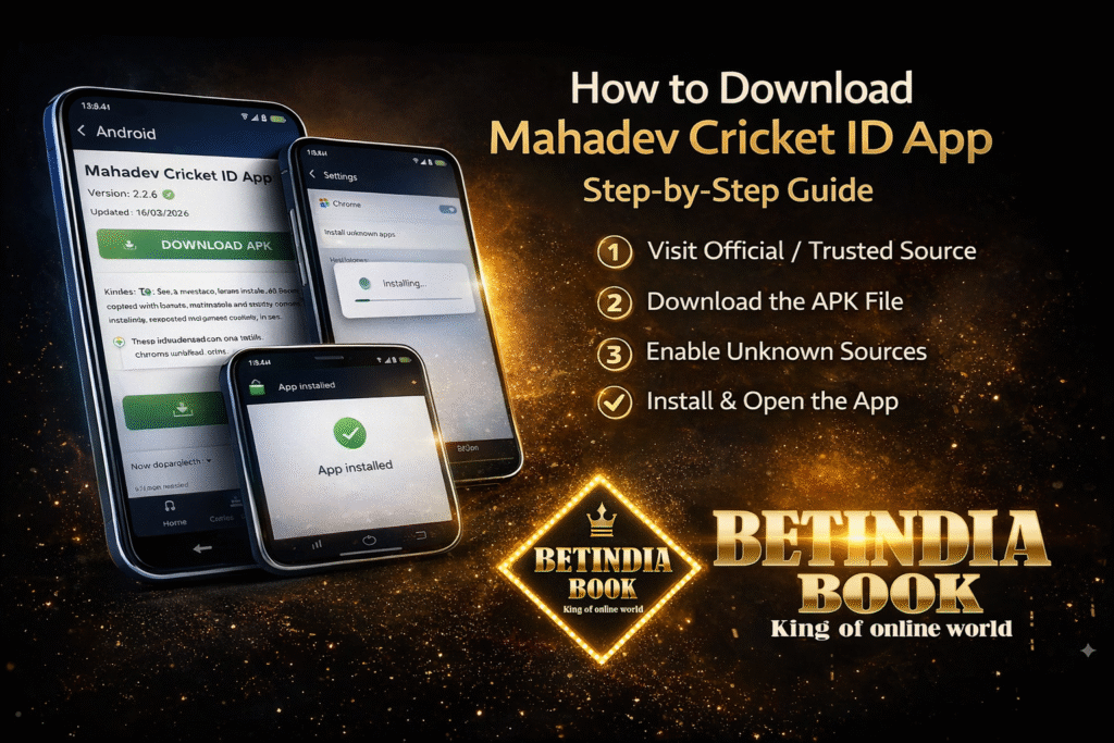 How to download Mahadev Cricket ID App with BetIndia Book logo step by step APK installation guide