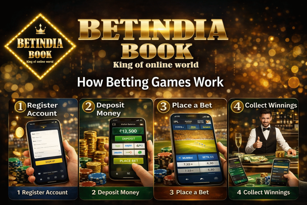 How betting games work step by step register deposit place bet collect winnings BetIndia Book India