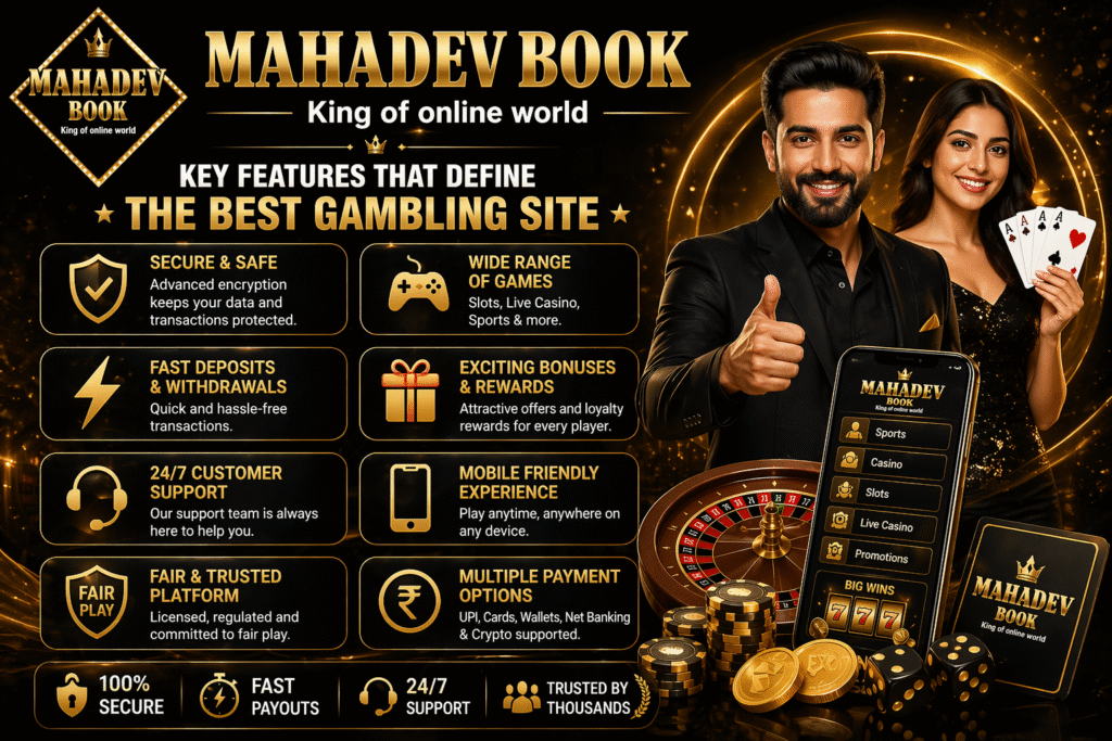 Mahadev Book best gambling site features including secure betting fast withdrawals bonuses and 24/7 support