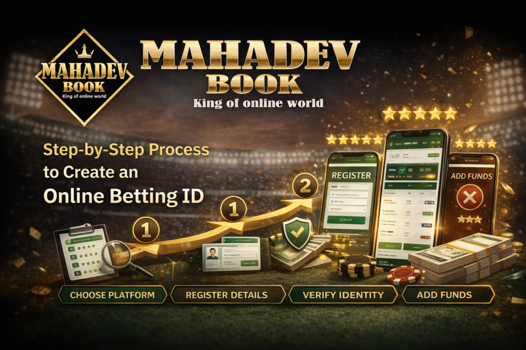 Mahadev Book step by step process to create online betting ID with mobile app, registration, verification, and add funds