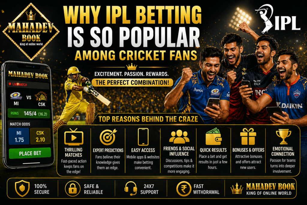 Why IPL betting is popular Mahadev Book banner with cricket fans and mobile betting